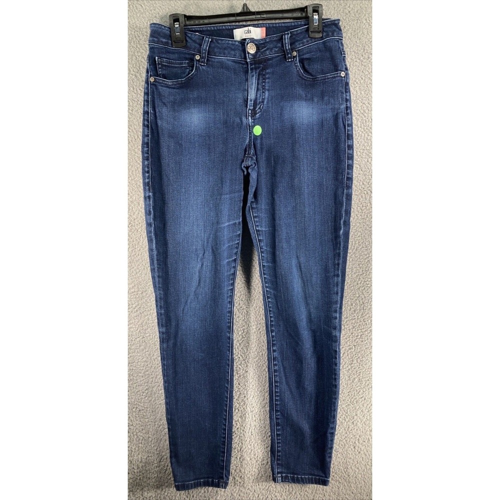 Cabi Curvy Skinny Jeans Womens‎ 8 Dark Wash Blue Distressed Denim Stretch Flaws